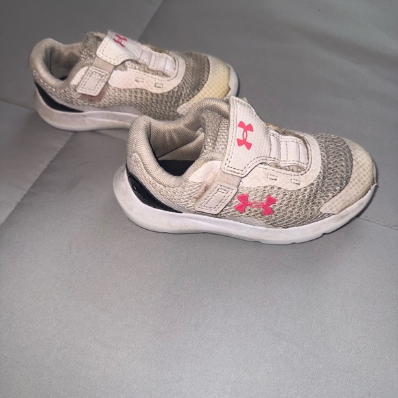 Under Armour Kids' Pink and Gray Sneakers Size 8 - Picture 2 of 6
